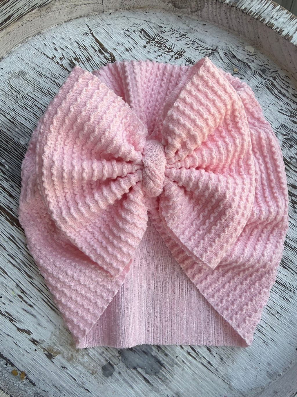 Waved Pale Pink- Bow Hat