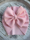Waved Pale Pink- Bow Hat
