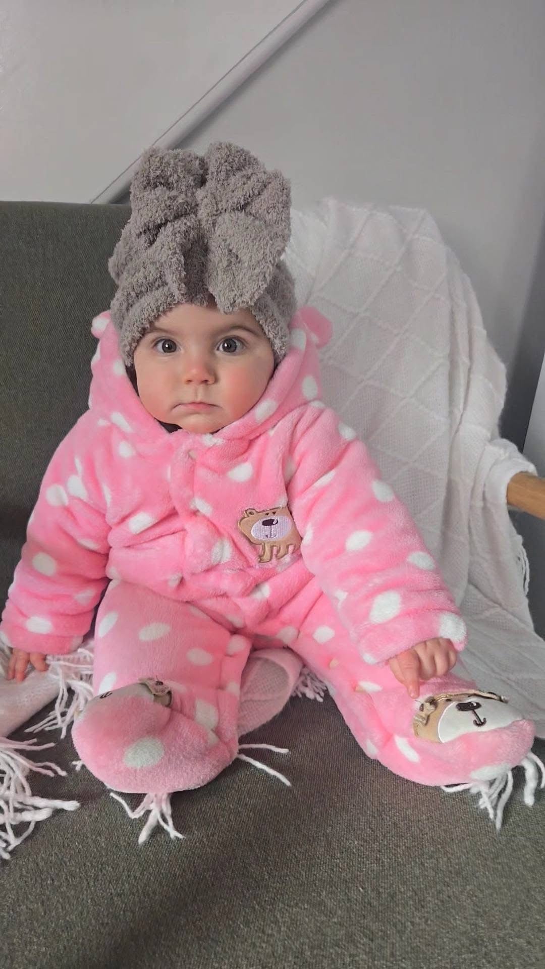 Oyster Gray Cozy Bow Hat