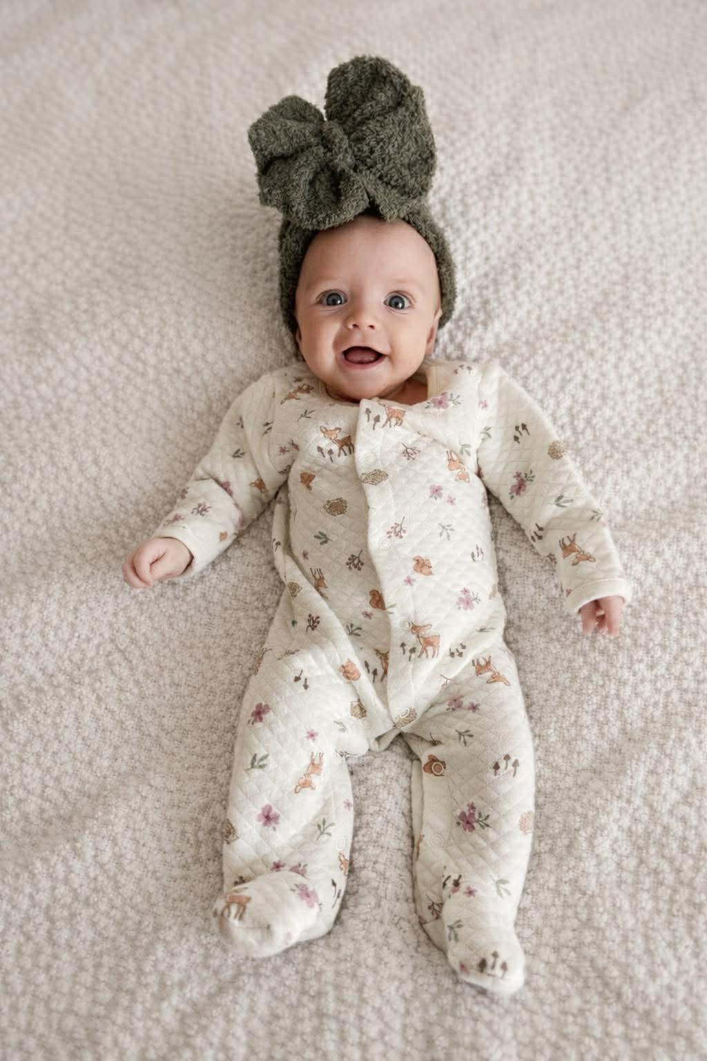 Olive Cozy Bow Hat