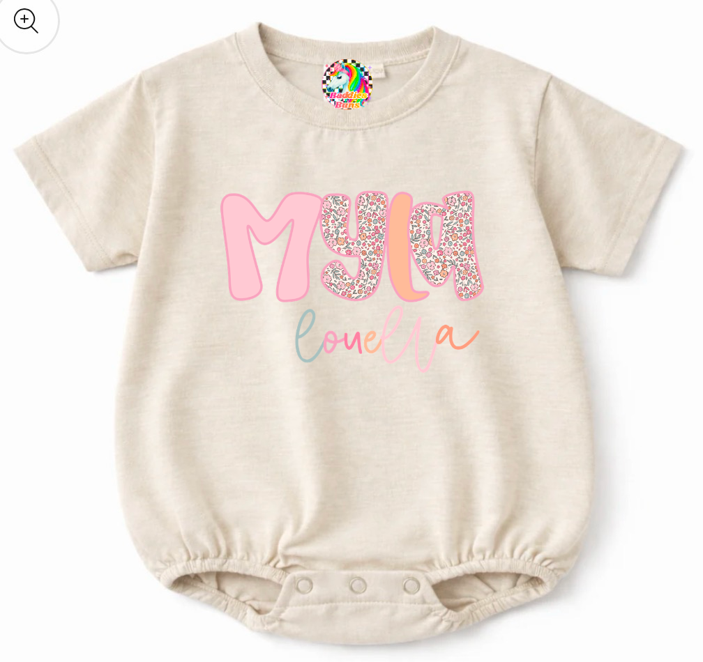 Custom Name Bubble w/ matching Bow